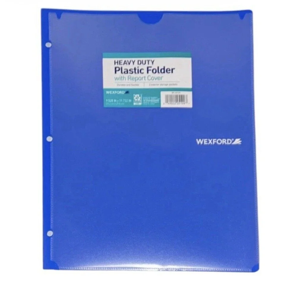 5x Wexford Heavy Duty 2 Pocket Plastic Folders w/ Report Cover 9.5x11